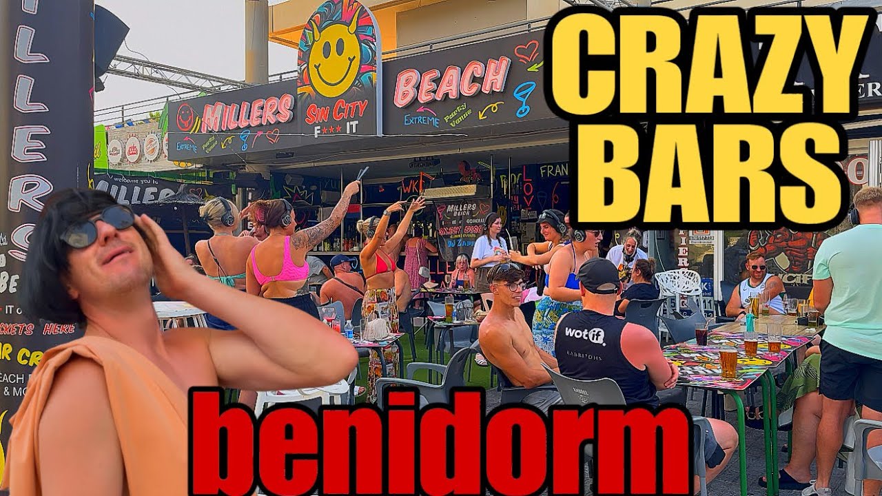 CRAZY & Full Benidorm Bars - Brit Station, Tiki City, Millers Beach! 🏖️🍹