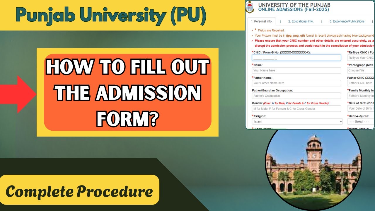How to fill the admission form| Punjab University admission form | PU| Admission form 2025 |pu|pugc