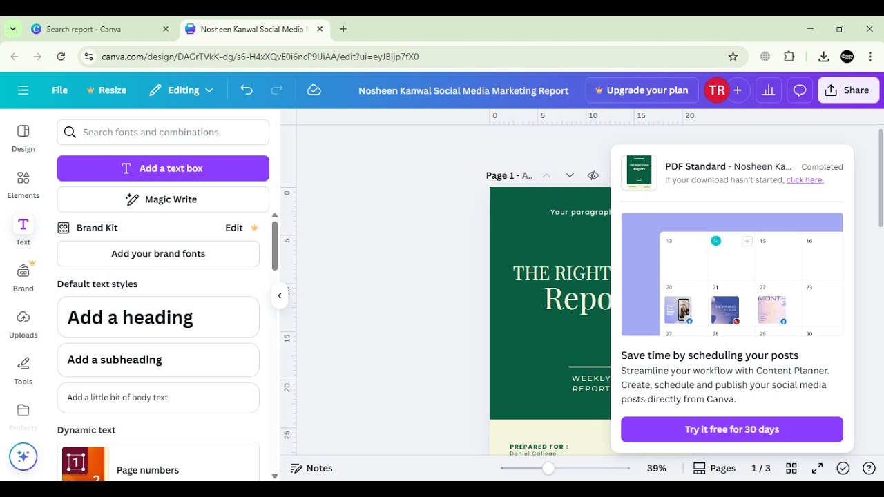 How to make Report In Canva