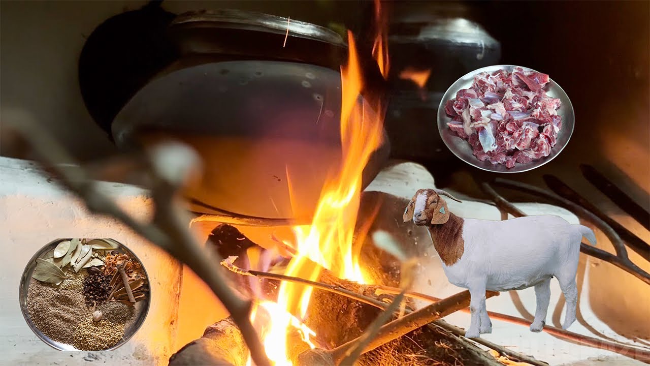 Village Style Mutton Curry | Traditional Desi Cooking with Fire & Nature Sounds