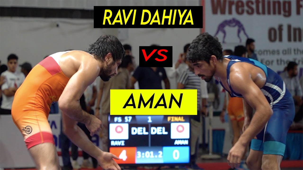 OLYMPIC MEDALIST RAVI DAHIYA VS AMAN  HARYANA 57 KG FINAL WRESTLING COMMONWEALTH TRIAL