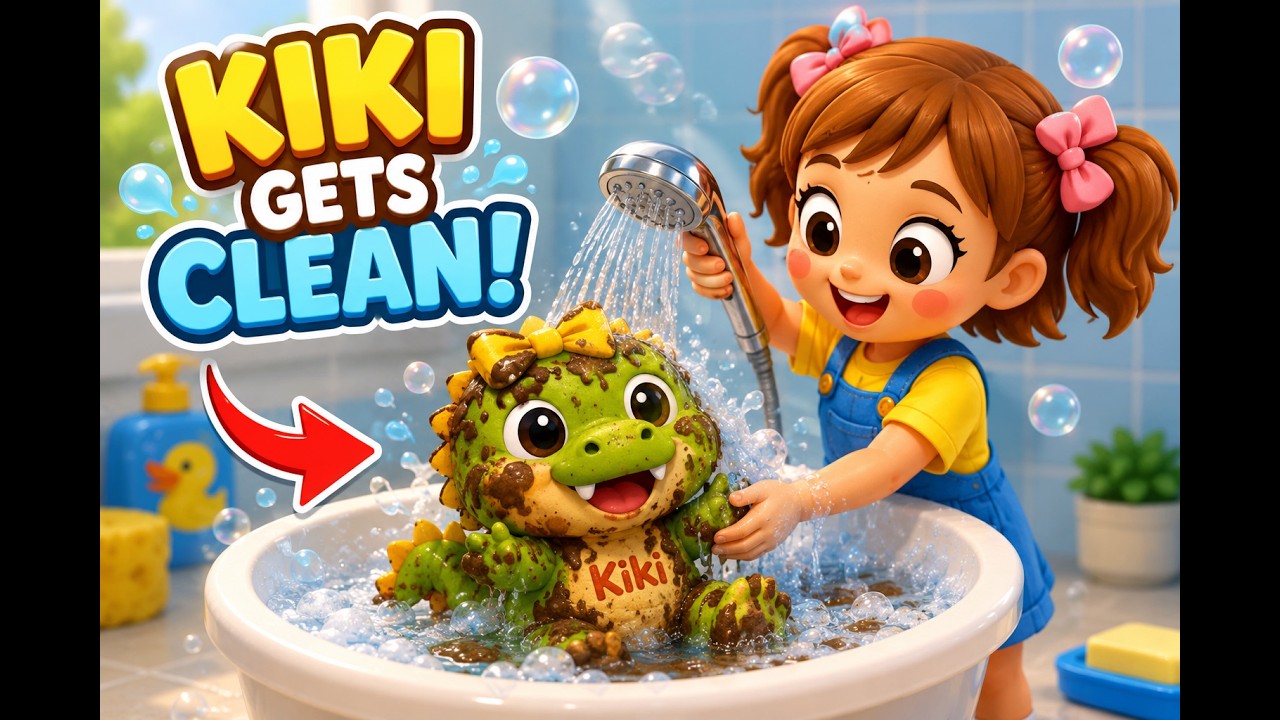 🛁 Kiki Gets Clean! | Bath Time Song & Routine for Kids 🫧 | Nini & Kiki Learning Adventure