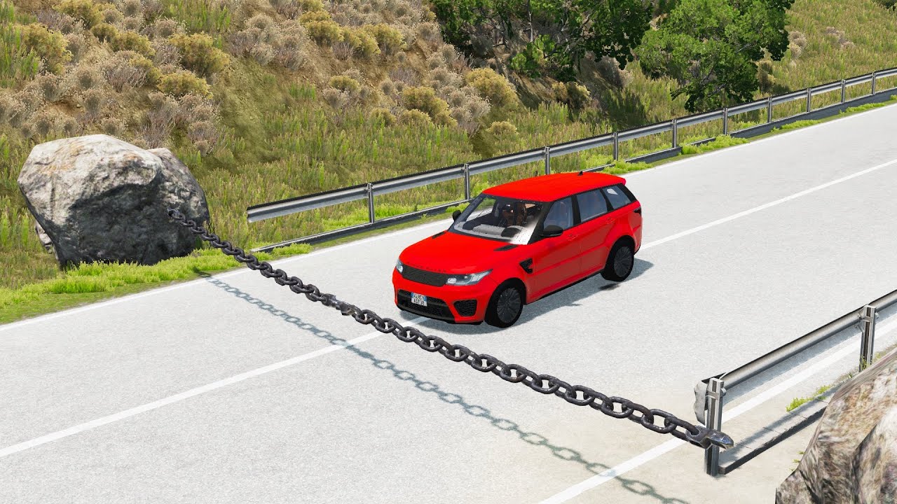 Cars vs Double Chain - BeamNG.drive