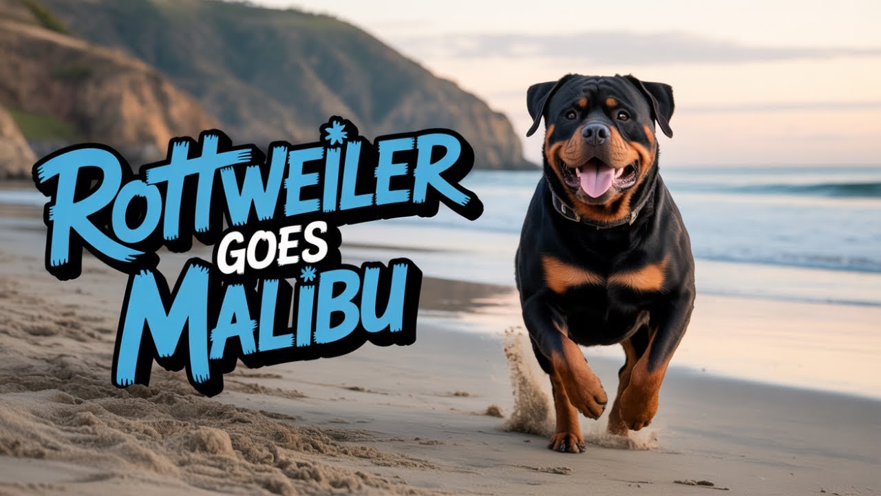 Rottweiler's First Time In the Ocean Los Angeles Dog Beach