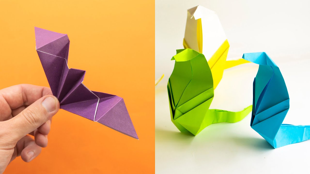 Cobra vs. murciélago de papel. Idea de origami.