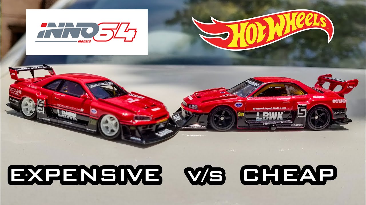 HOT WHEELS VS INNO64 Nissan LB-ER34 Super Silhouette 1/64 Scale Comparison | Cheap Vs Expensive