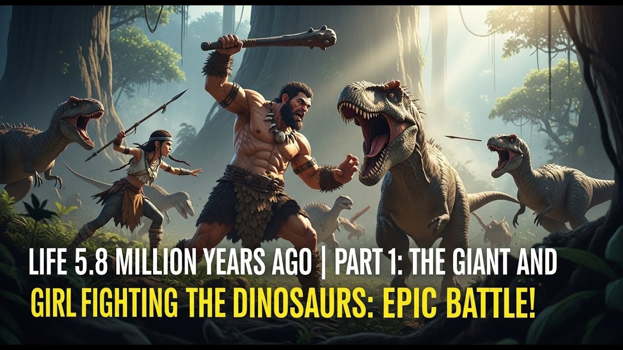 Life 5.8 million years ago | Part 1: The giant and the girl fighting the dinosaurs: Epic Battle!