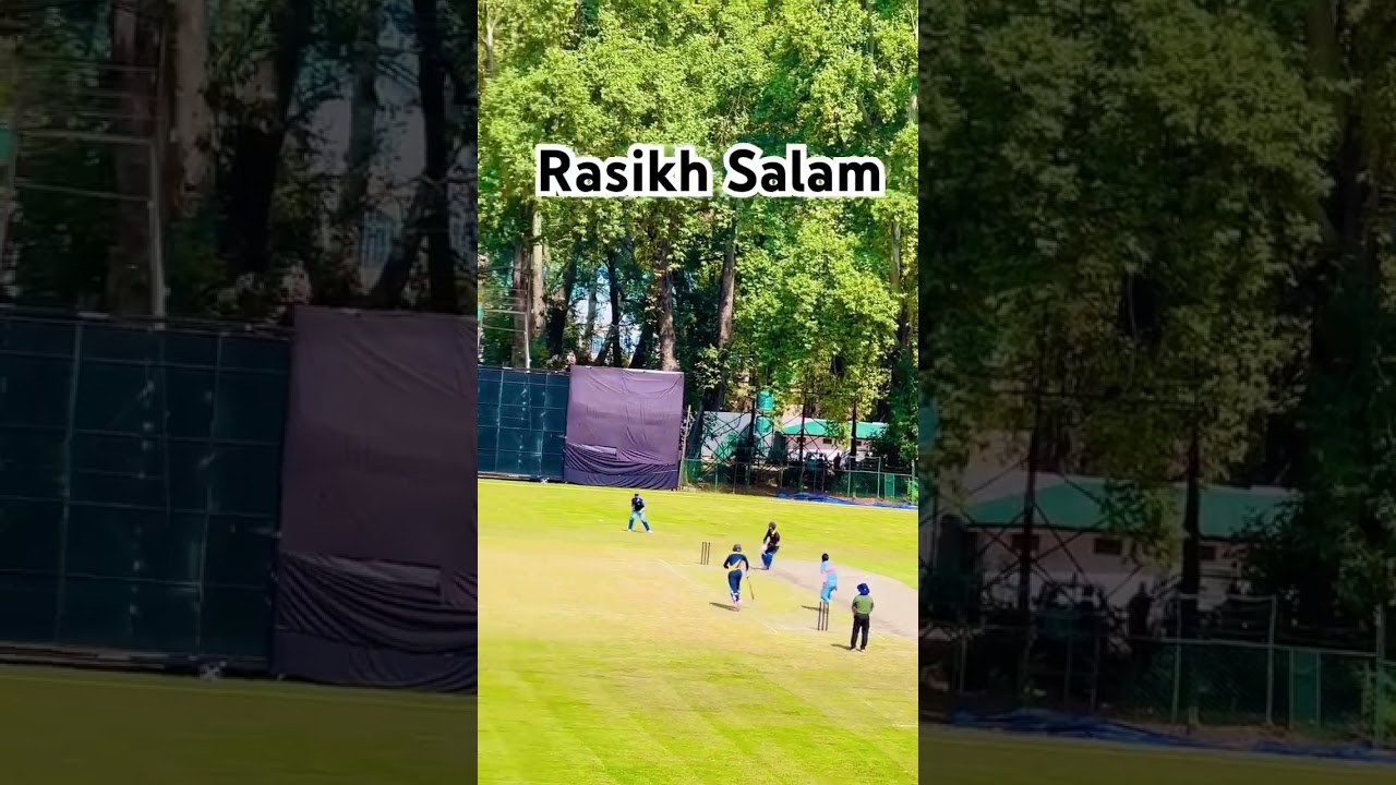Rasikh Salam bowling against punjab in a practice match at Srinagar