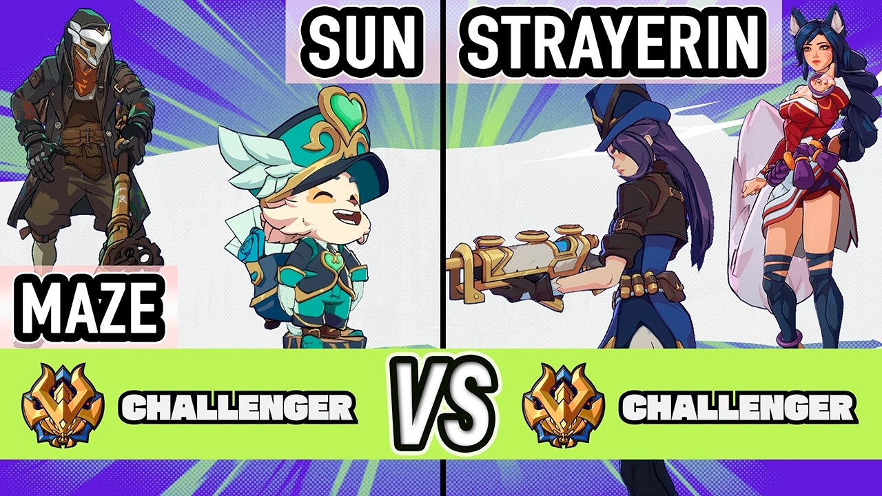 2XKO ▰ Sun + Maze (Teemo / Ekko) vs StrayErin (Caitlyn / Ahri) ▰ High Level Gameplay