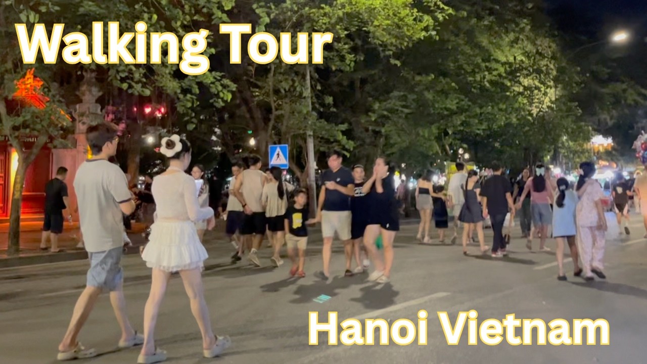 Hanoi Vietnam Night Walk 🇻🇳 | Hoàn Kiếm Lake & Island • Busy Streets, Music & Nightlife