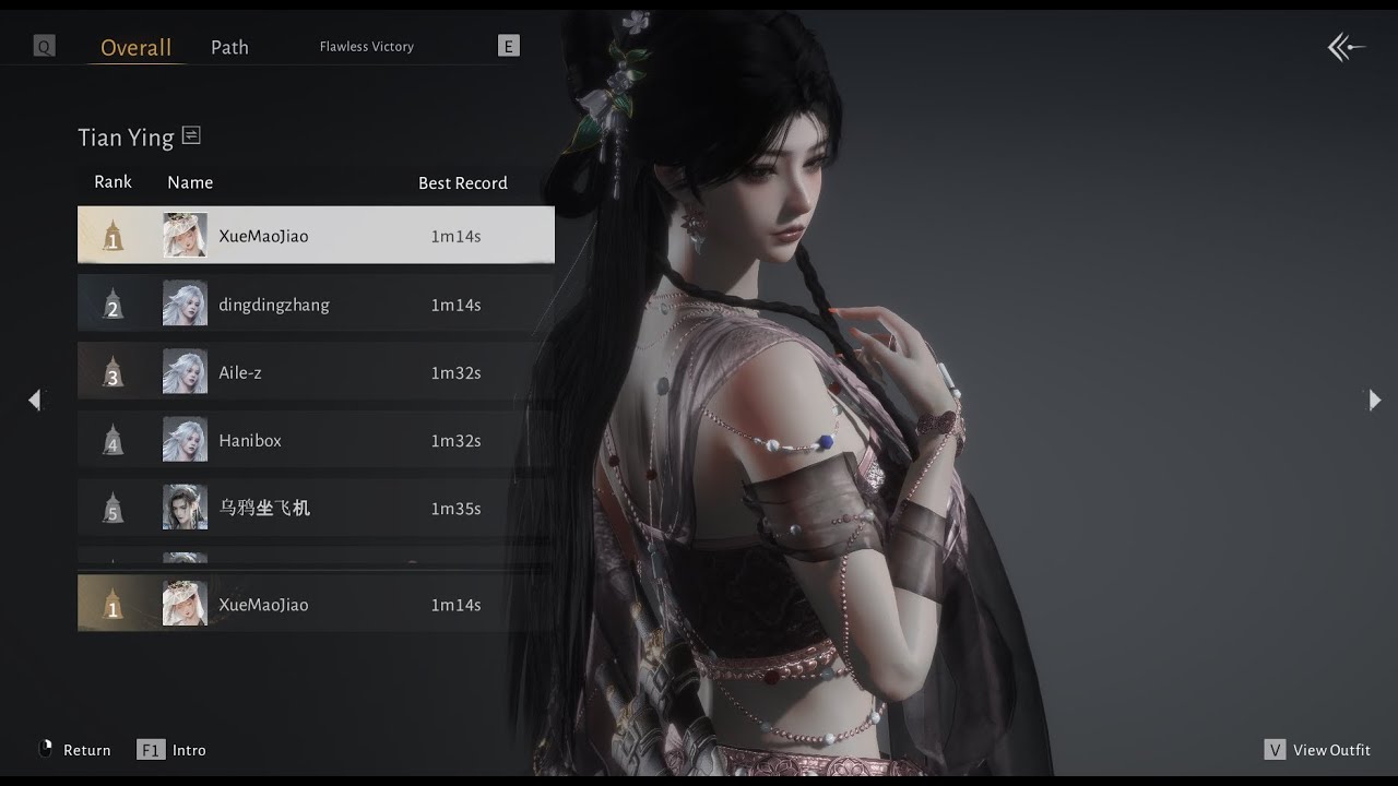 Tian Ying Speedkill wr 1min14s Nameless Sword Abyss ~ Where Winds Meet