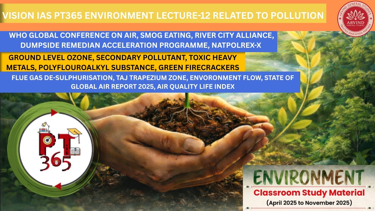 VISION IAS PT 365 ENVIRONMENT 2026 | SMOG EATING & POLLUTANT + GROUND LEVEL OZONE & GREEN CRACKER |