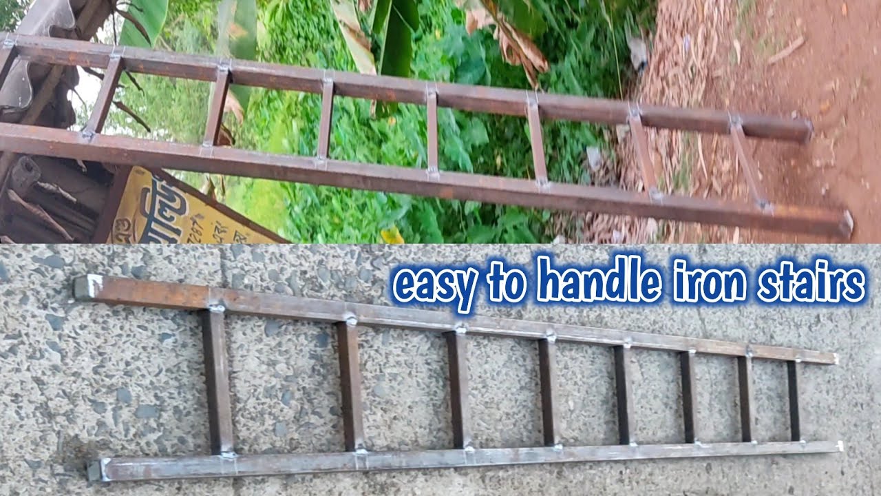 How To Make Light Weight Iron Stairs.Homemade Square Bar Ladder Make.Easy To Handle Metal Staircase.