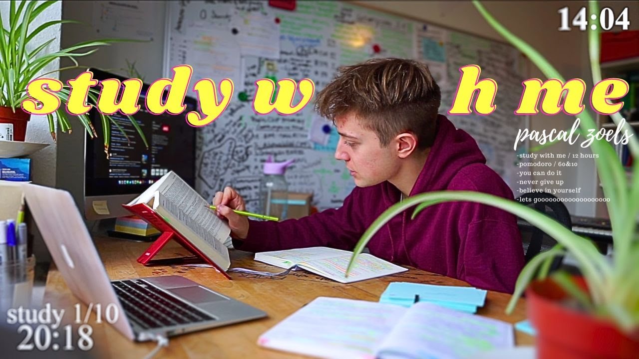 12-HOUR study with me 📚☔️ rain sounds & pomodoro timer 60 & 10