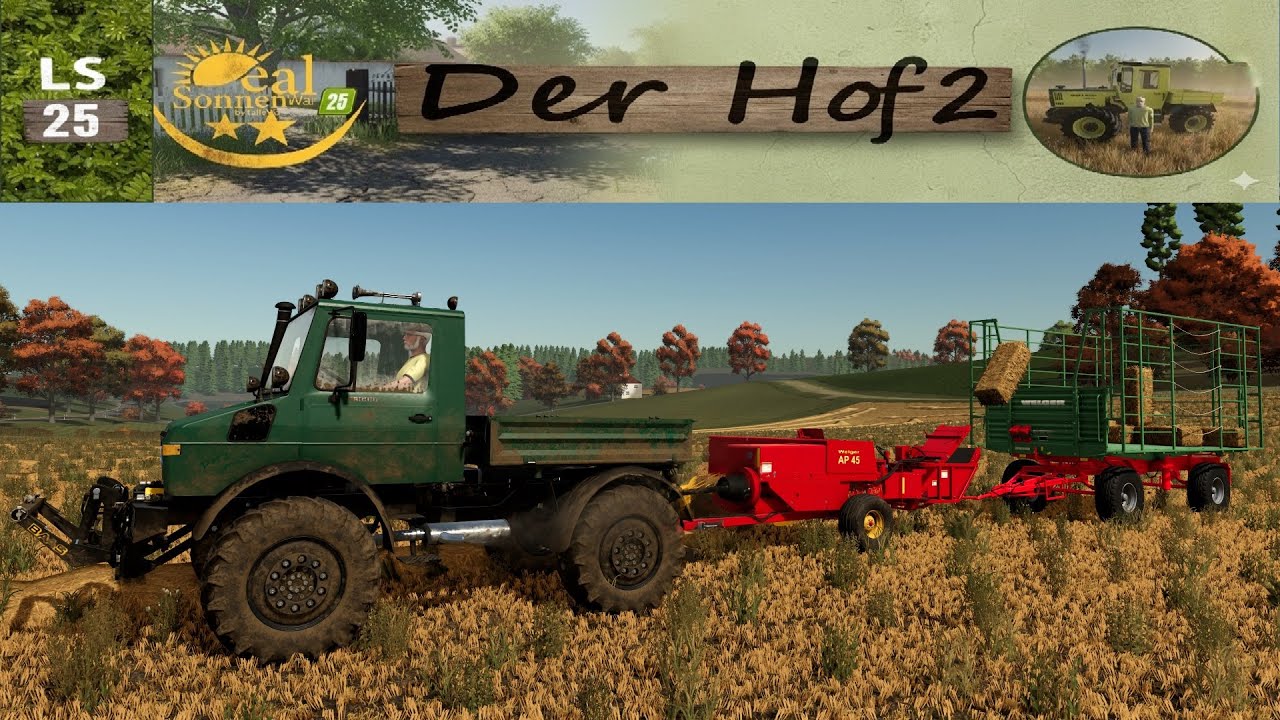 LS25 Der Hof 2  #141  Es wird wieder geschleudert mit der Welger AP45 und dem neuen Ballenwagen Welg