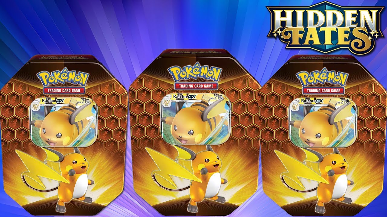 Opening 3 Raichu GX Hidden Fates Tins of Pokemon Cards!