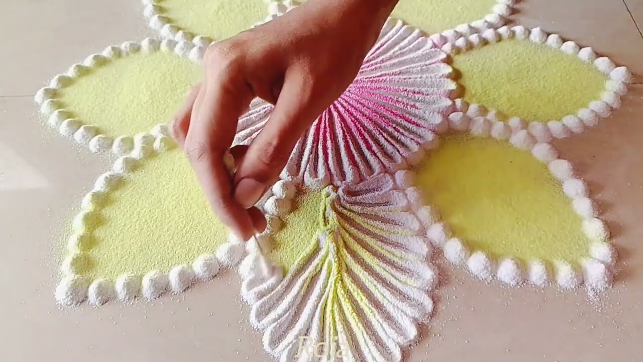 New rangoli design with pastel colours / roja rangoli