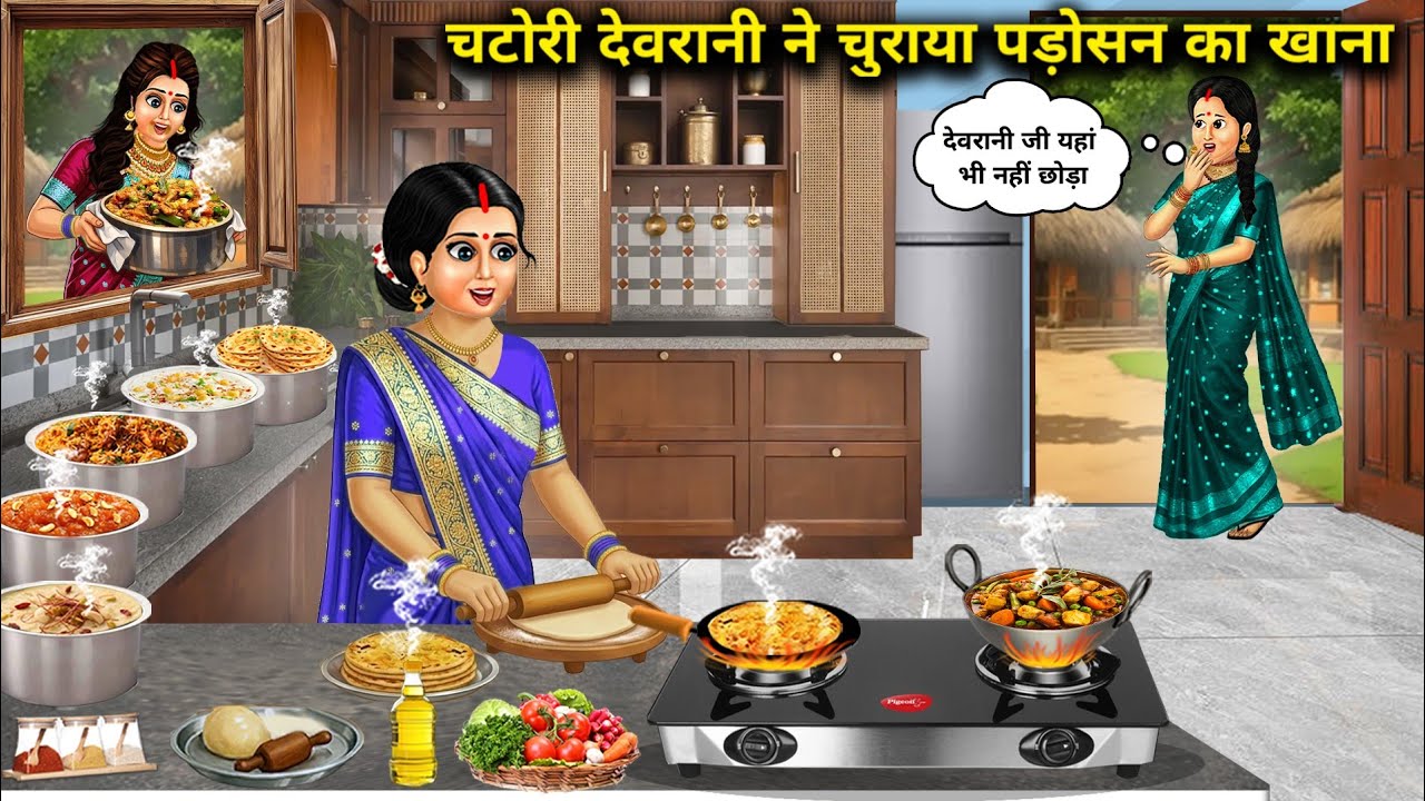 चटोरी देवरानी ने चुराया पड़ोसन का खाना | The Greedy Sister-in-Law Stole Her Neighbor's Food | Hindi.