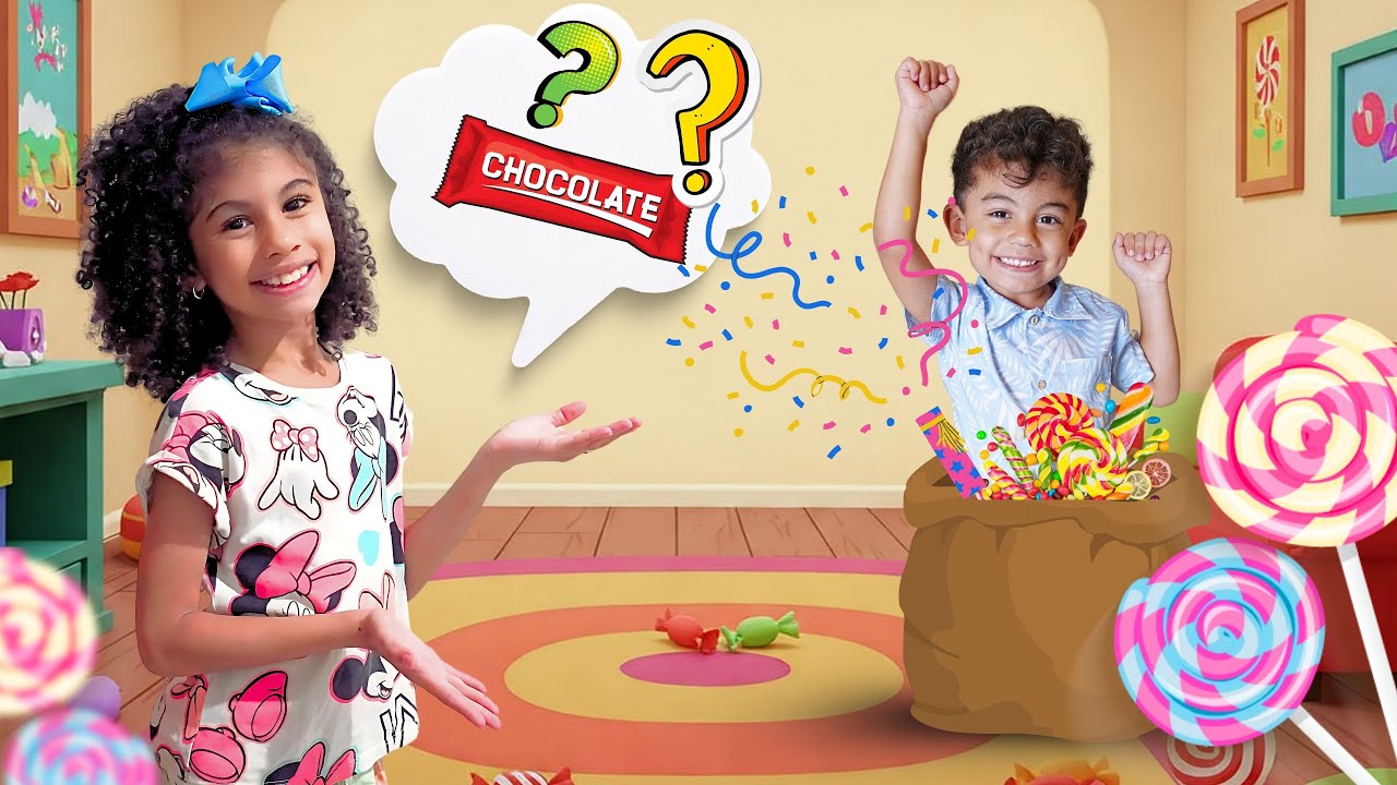 Esther e Lucas em um Desafio Divertido de Doces Escondidos