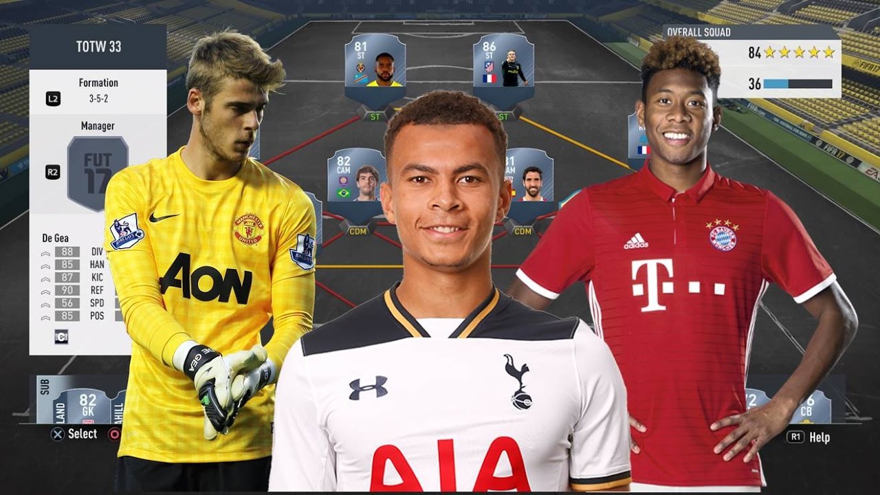 TOTW 33 PREDICTION! FIFA 17 ULTIMATE TEAM TOTW PREDICTION FT - DE GEA ALLI ALABA FUT