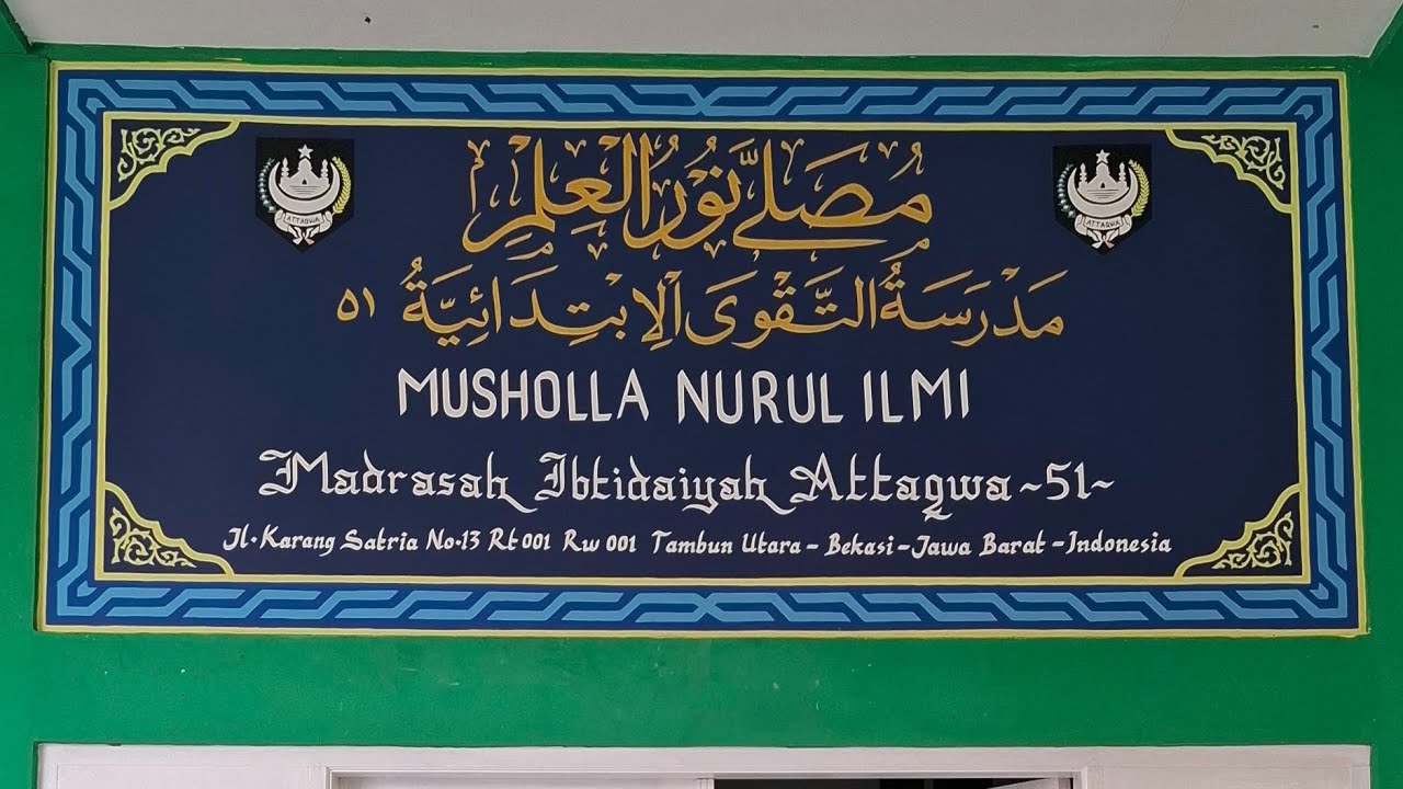 Pembuatan Plang Nama Musholla Dengan Lukis Cat Langsung Ke Dinding Tembok