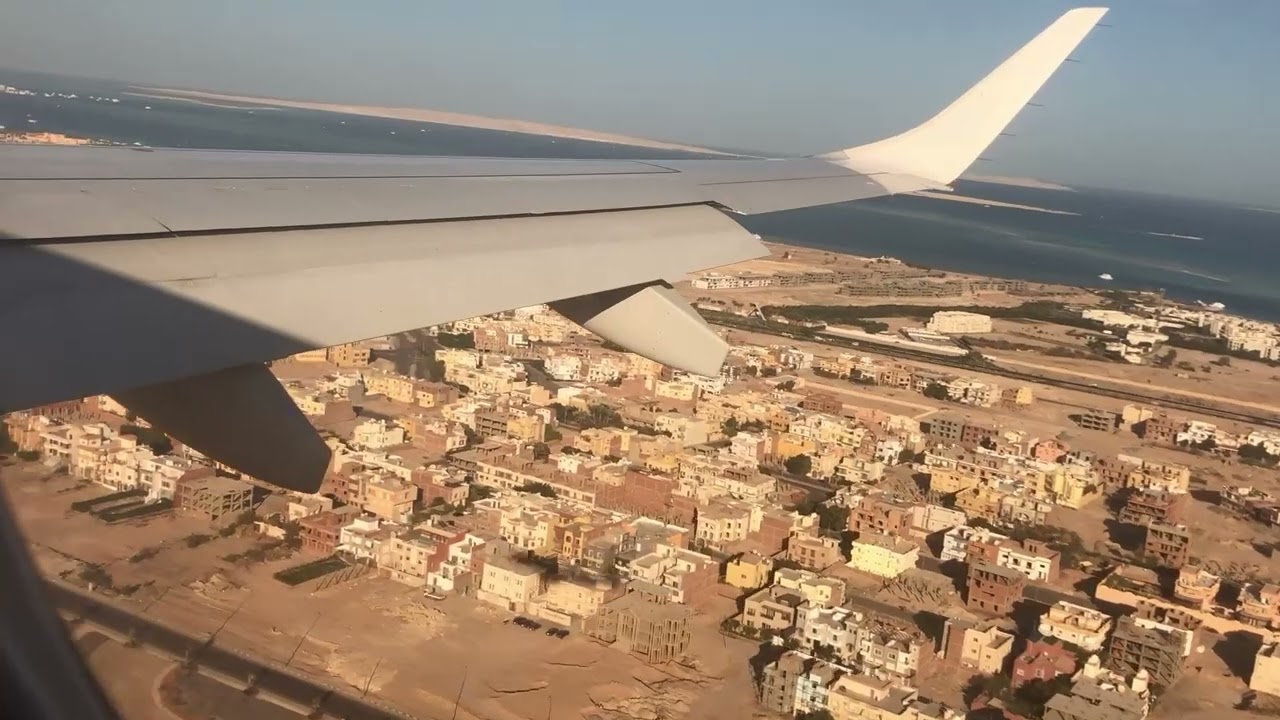 Anflug und Landung in Hurghada mit Embraer E190 am 18.01.2024