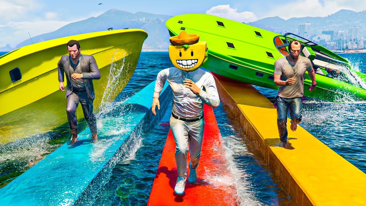 CORRE O TE ATROPELLO EN BARCO!! LAS MEJORES RISAS!! - GTA 5 ONLINE