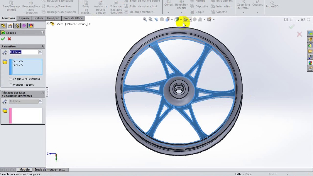 TUTO modaliser avec solidworks une jonte alliiage MOTO