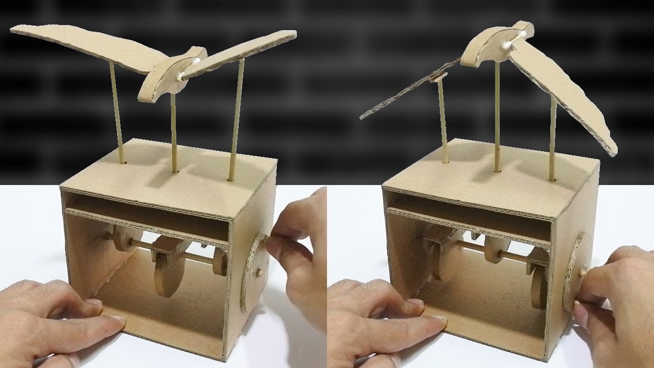 DIY นกบินได้ หมุนด้วยมือจากลังกระดาษ | Cardboard Bird Automata Toy