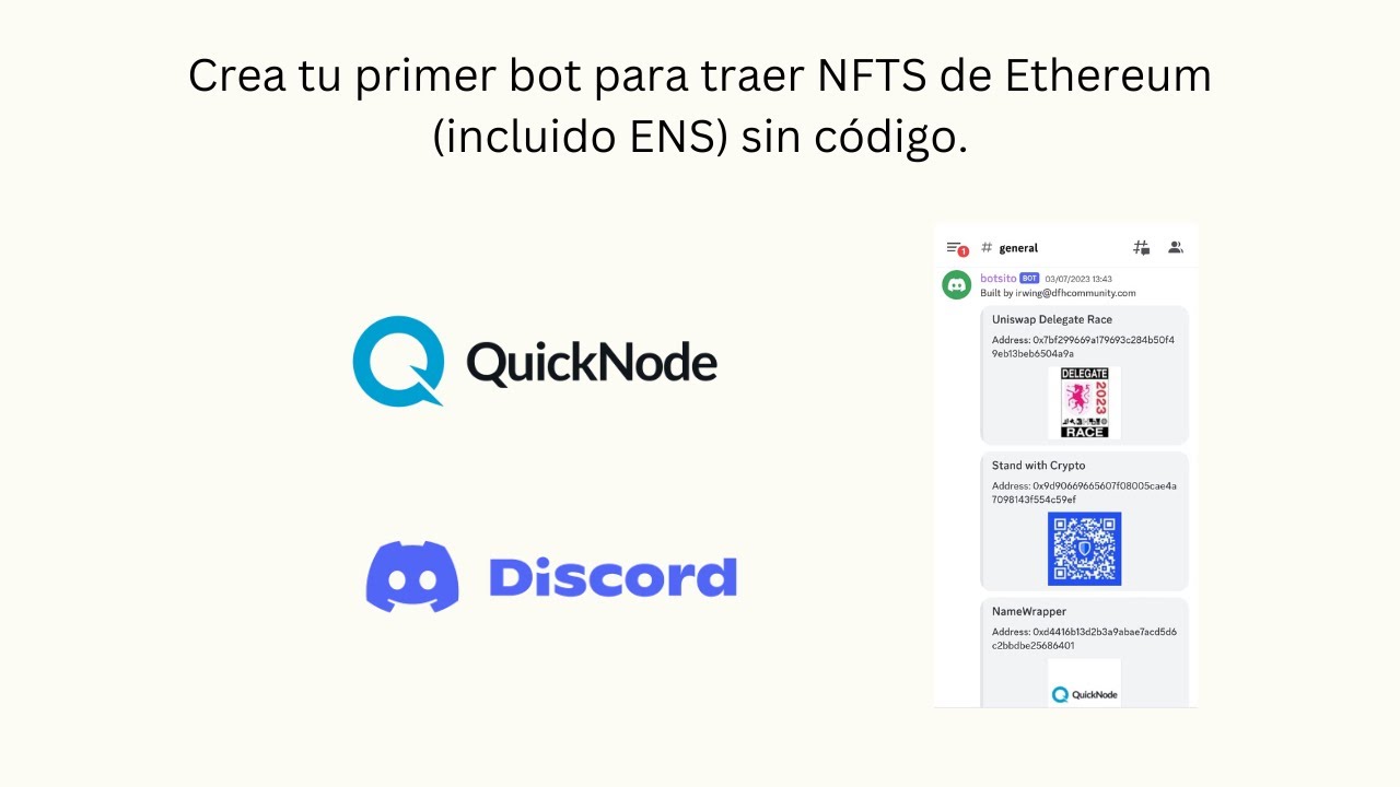 Crea tu primer bot de discord para traer nfts de Ethereum sin c&oacute;digo con @Quicknode