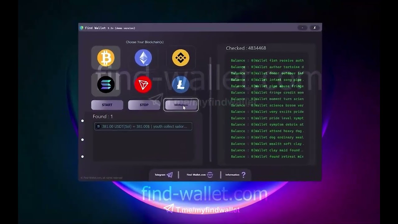 PROGRAM FOR FINDING FORGOTTEN CRYPTO WALLETS