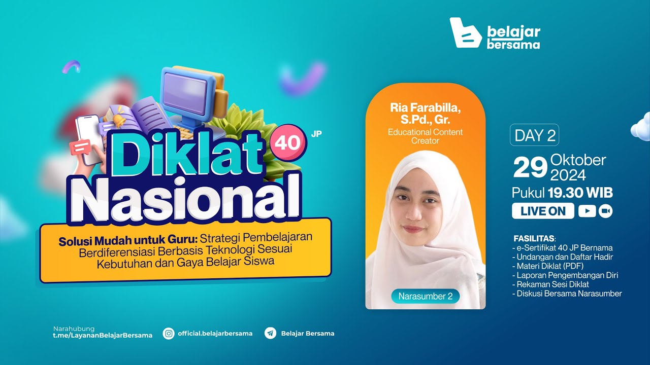Hari 2 : Diklat Pembelajaran Berdiferensiasi Berbasis Teknologi Sesuai Kebutuhan Gaya Belajar Siswa
