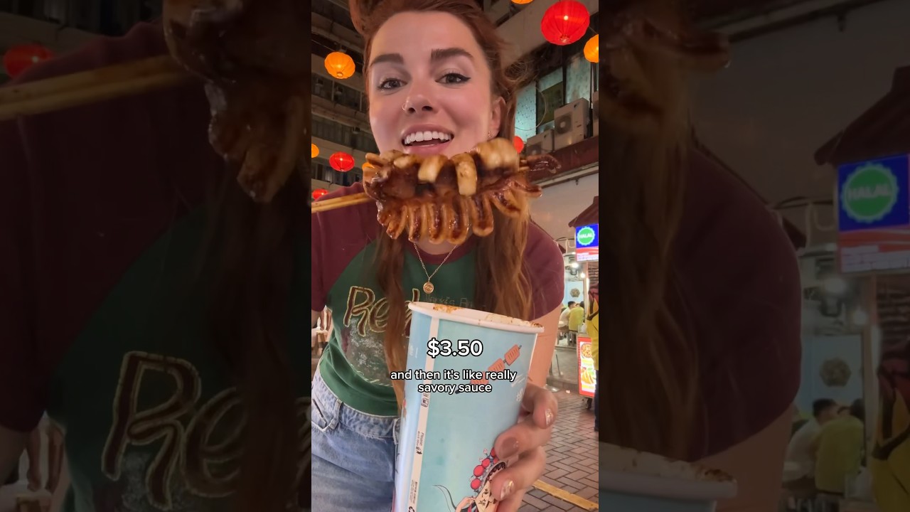 Everything I ate at a night market in Hong Kong! #foodie #shorts #hongkong #streetfood #nightmarket