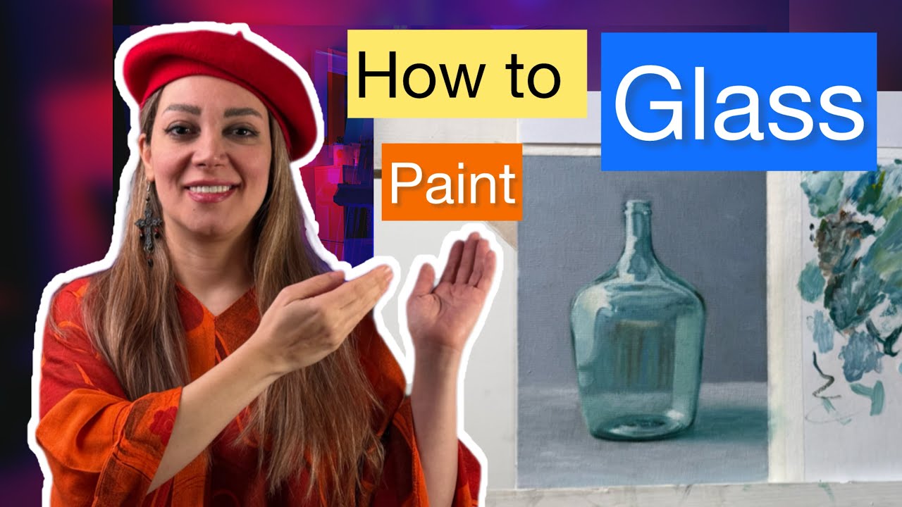How to paint a glass bottle with oil paints,realistic still life 