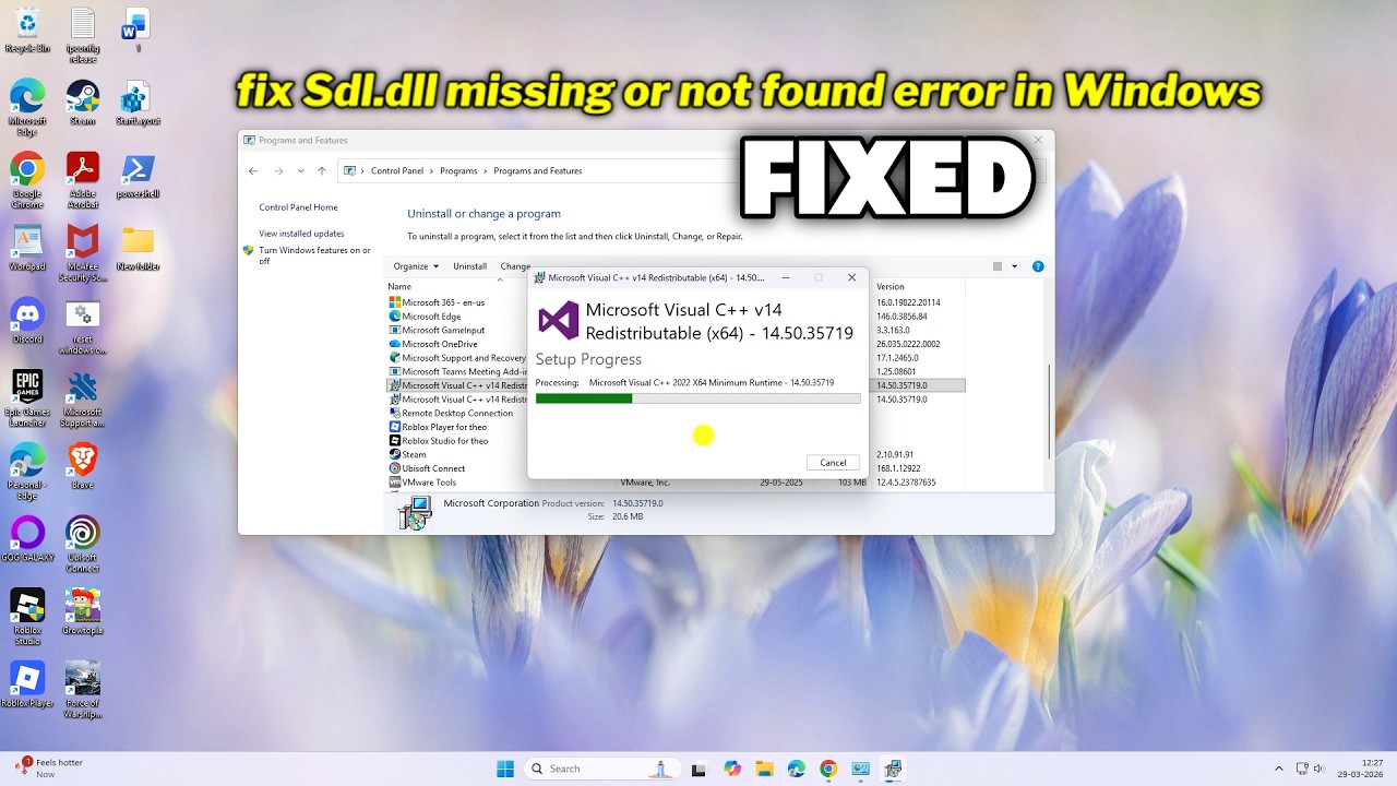 (FIXED) Sdl.dll missing or not found error in Windows
