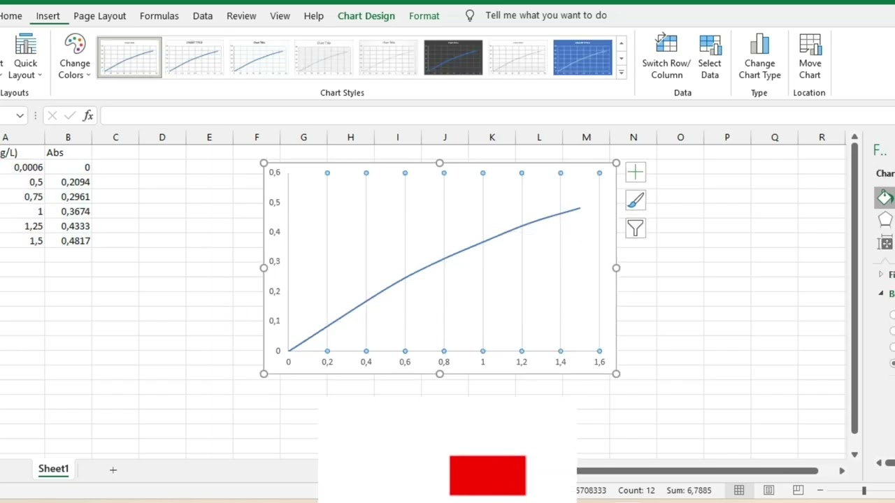 How to Get the Curve Equation in Excel (Exemple Absorbance vs Concentration Curve)