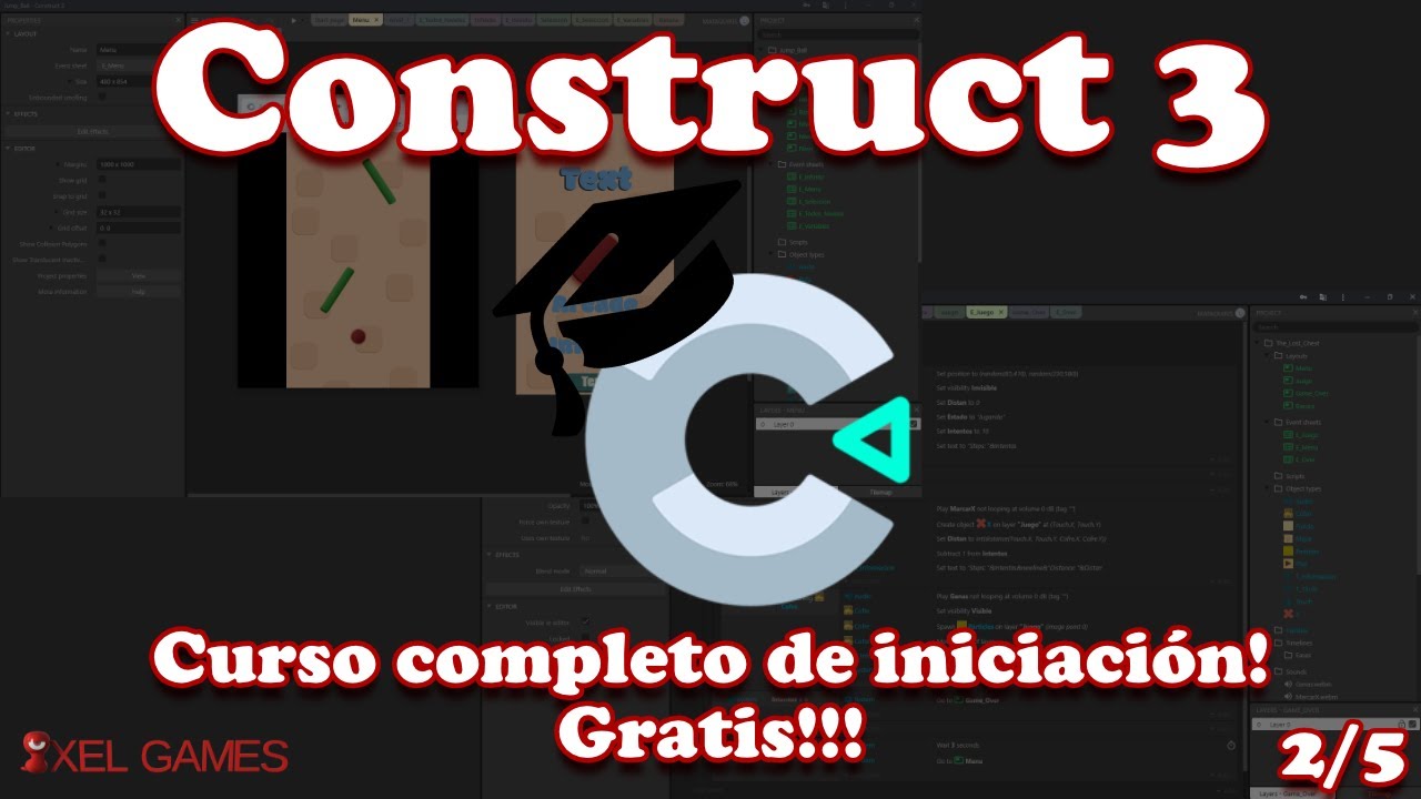 2/5 - Curso de iniciación a Construct 3, primer juego, The Lost Chest.
