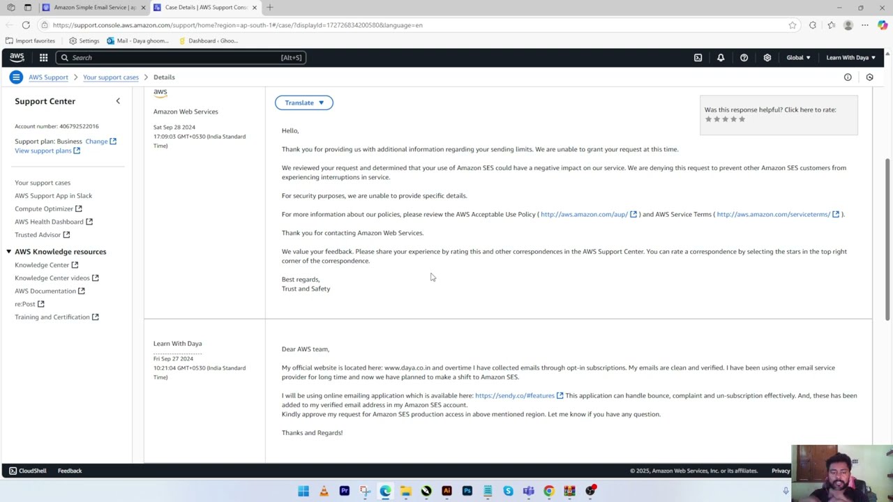 AWS SES Sending Limitations Criteria | How to Request Production Access | in Hindi @Learn With Daya