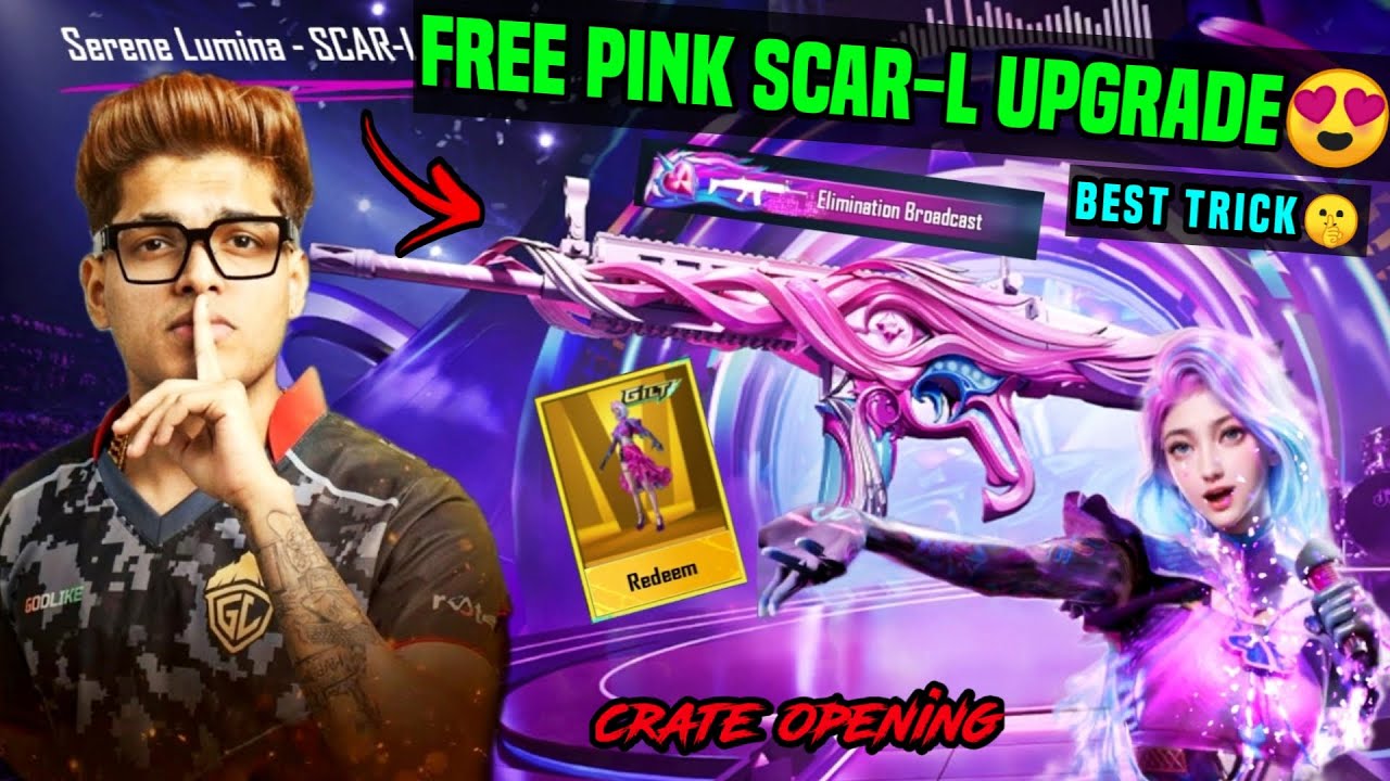 BGMI NEW PINK SCARL CRATE OPENING TRICK / BGMI FREE SCAR L UPGRADE SKIN MAX OUT / NEW ULTIMATE SET