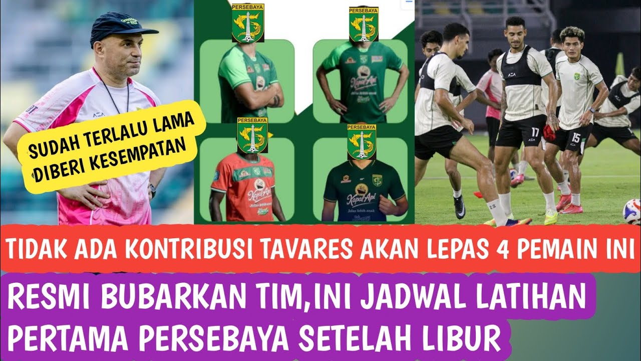 Berita Persebaya,100% 4 PEMAIN INI AKAN DILEPAS, INI SEBABNYA, JADWAL LATIHAN PERDANA SETELAH LIBUR 