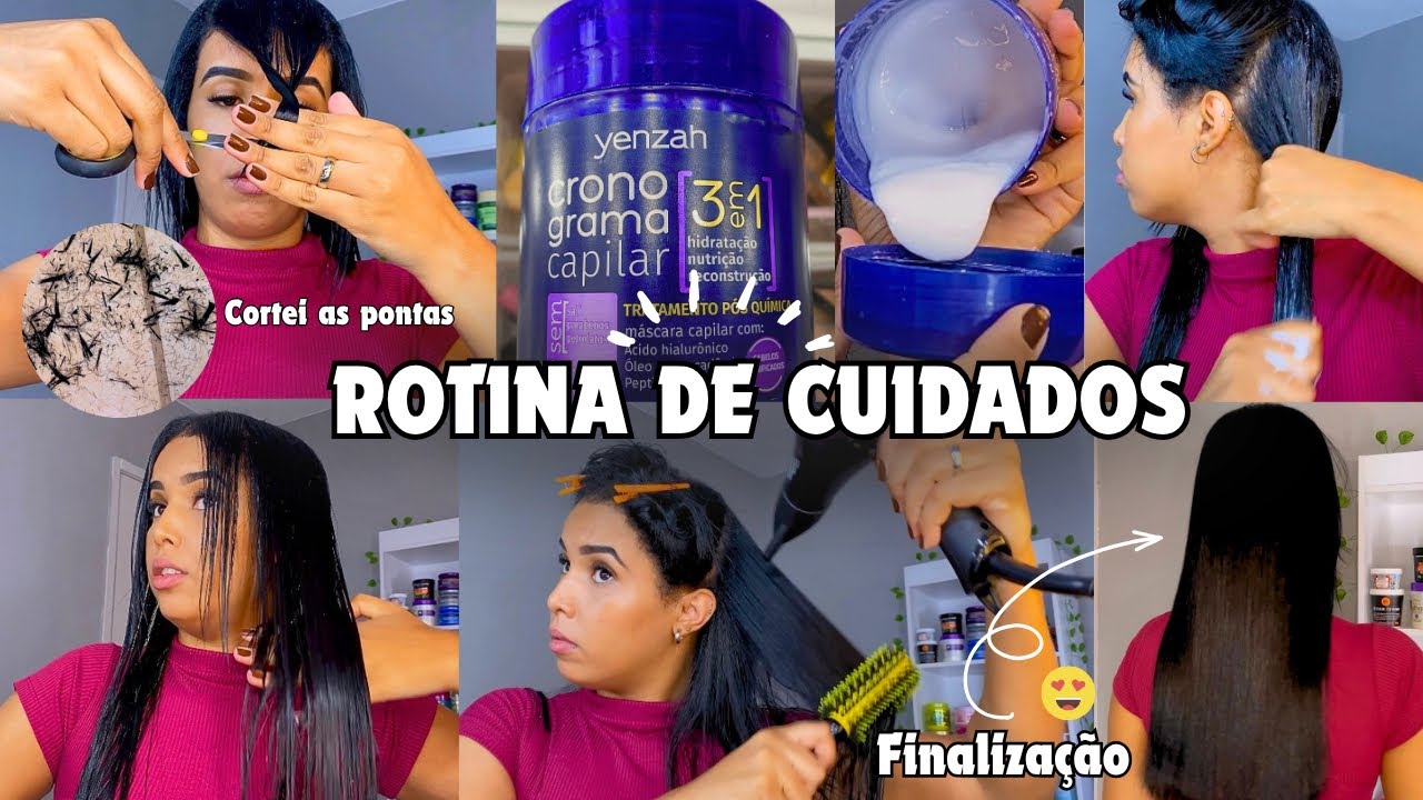 CORTEI AS PONTAS RESSECADAS✂️💆🏽‍♀️| ROTINA DE CUIDADOS COM MEU CRESPO ALISADO.