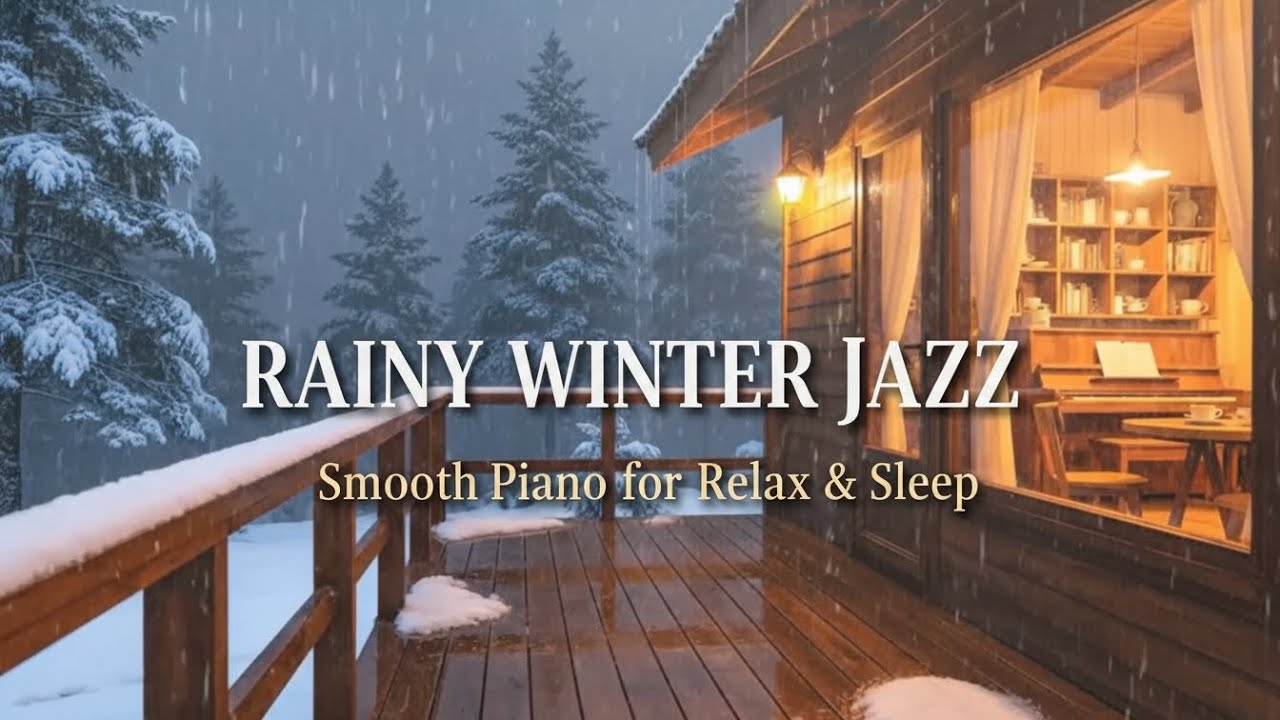 Rainy Snow Night Jazz ❄️🌧️ | Soft Piano & Cozy Café Ambience