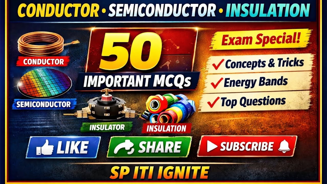 Conductor, Semiconductor & Insulation| 50 Most Important MCQ | ITI Electrician Theory SP ITI IGNITE