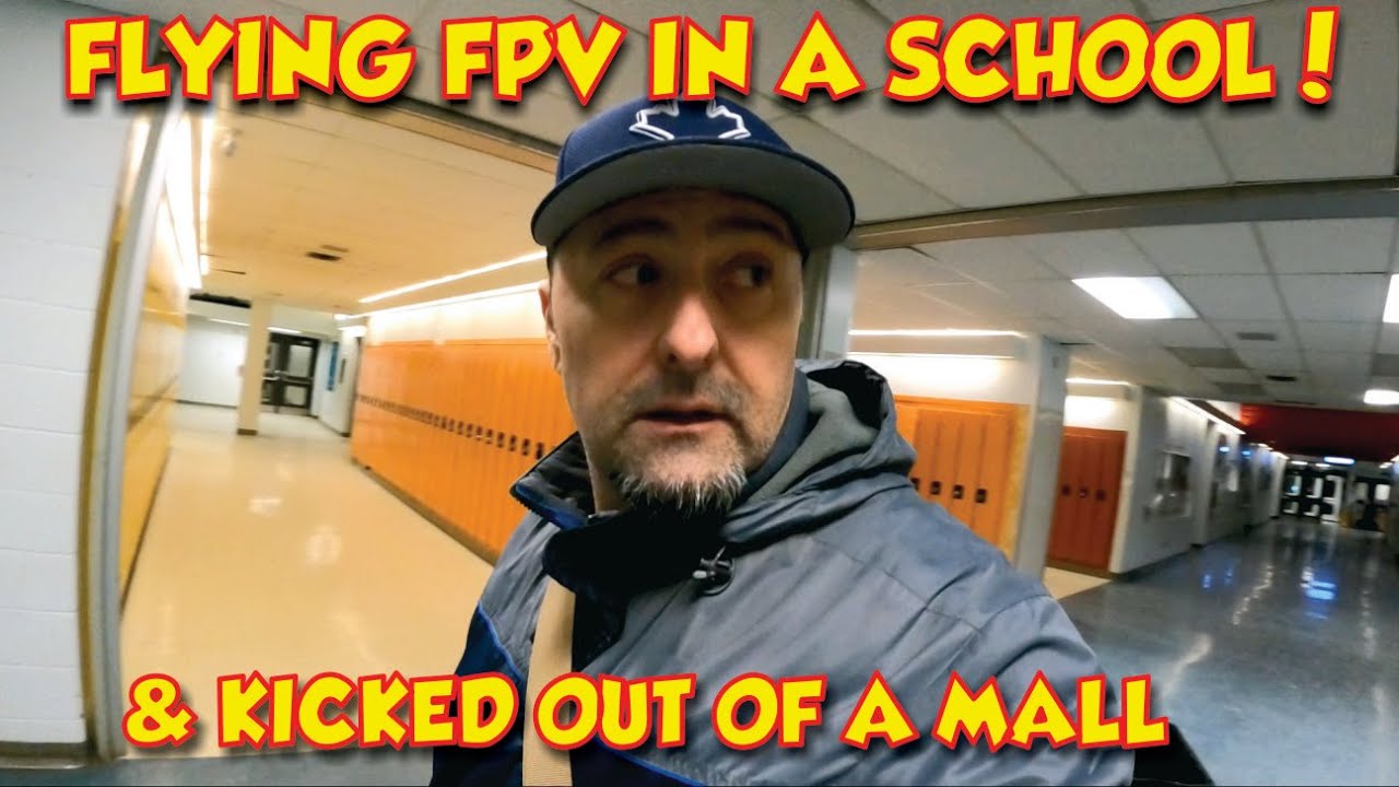 🍎 FPV Drone In School -  Guerilla Whoop A School - Happymodel Mobula 7 - RcinPower 1002 Motors