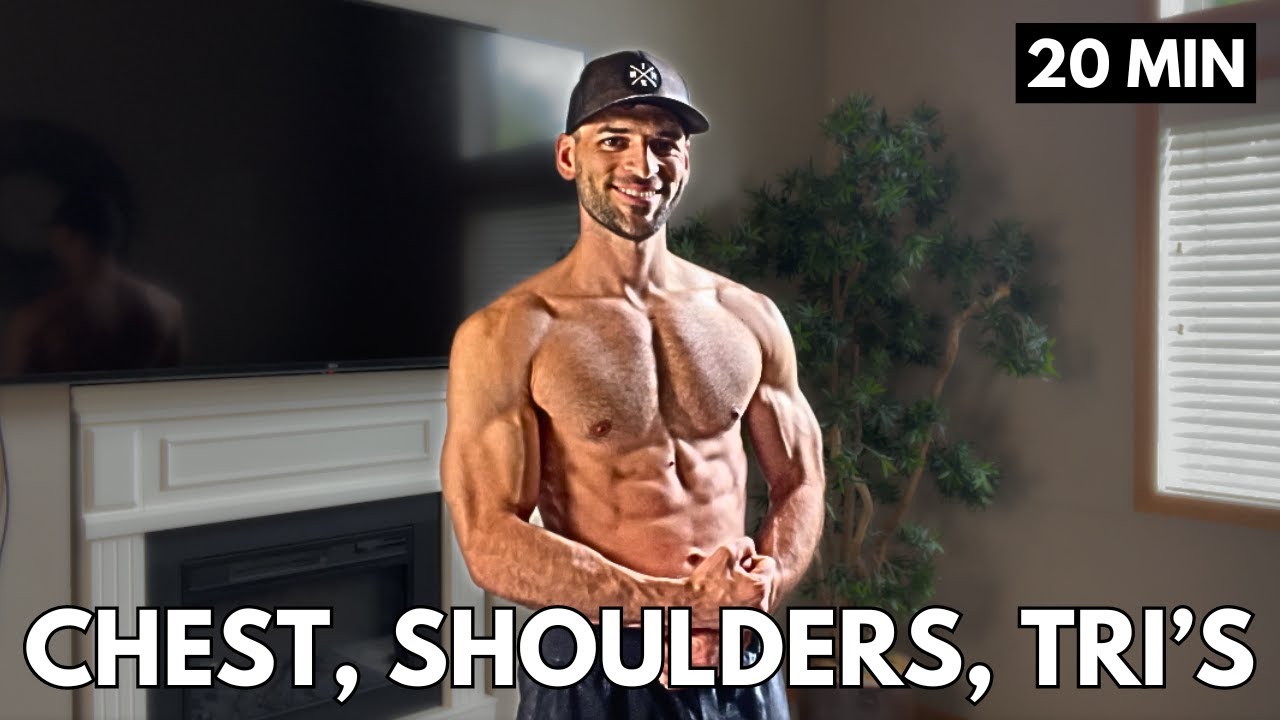 20 Min Chest, Tricep, and Shoulders Workout with Only Dumbbells | Upper Body Push Workout at Home