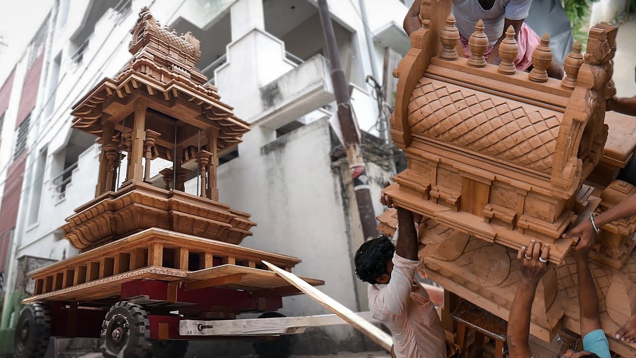 1 Year of Hard Work to make this Beautifully Crafted Wooden Chariot for Indian Temple