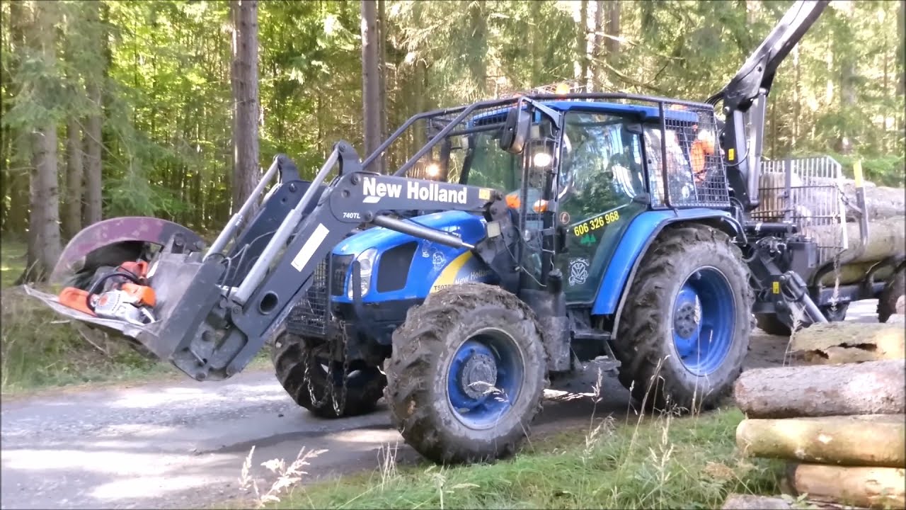 Forest job / Lesní práce pod svahem - Stihl 462 a New Holland T5070 #156