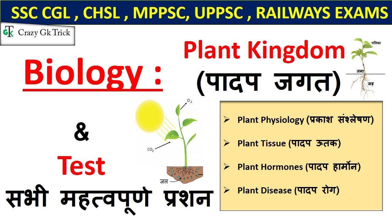 General science | Plant Kingdom (पादप जगत) For SSC CGL , CHSL , MPPSC, UPPSC , RAILWAYS EXAMS
