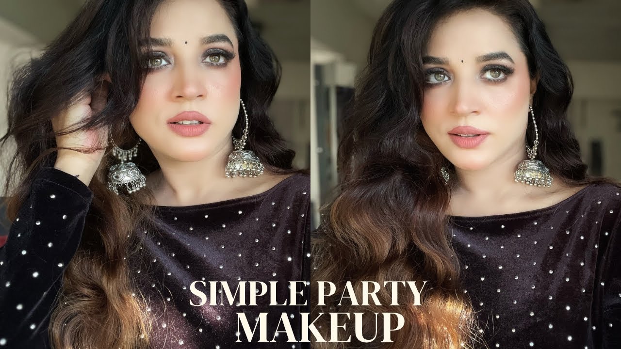 SELF PARTY MAKEUP | Easy Smokey Eyes | Step by Step Makeup for beginners | Winter Glowy Base |