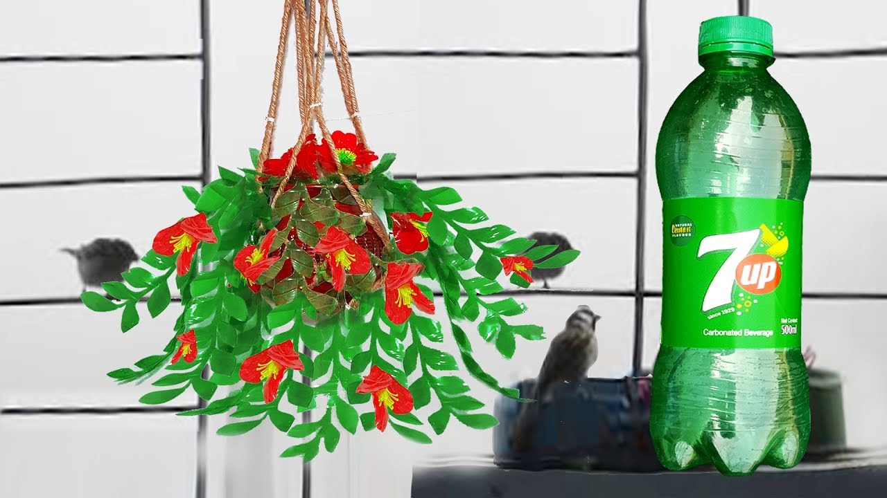 7up এর বোতল দিয়ে ঝুলন্ত ফুলের টব || Best idea with plastic bottle